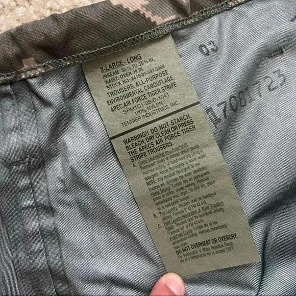 USAF Cold Weather Tiger Stripe Camouflage Trousers Pant XL Long SPM1C1-08-D-1041 - Picture 5 of 16